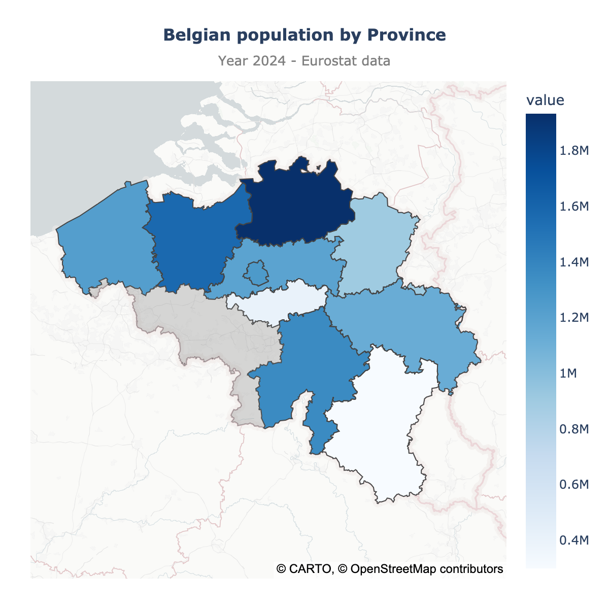 Choropleth map of Belgium