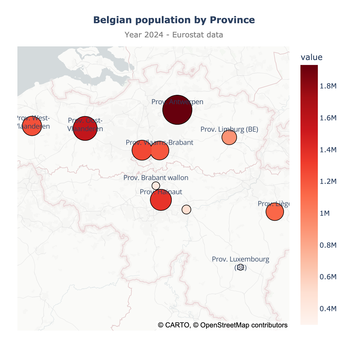 Scatter map of Belgium