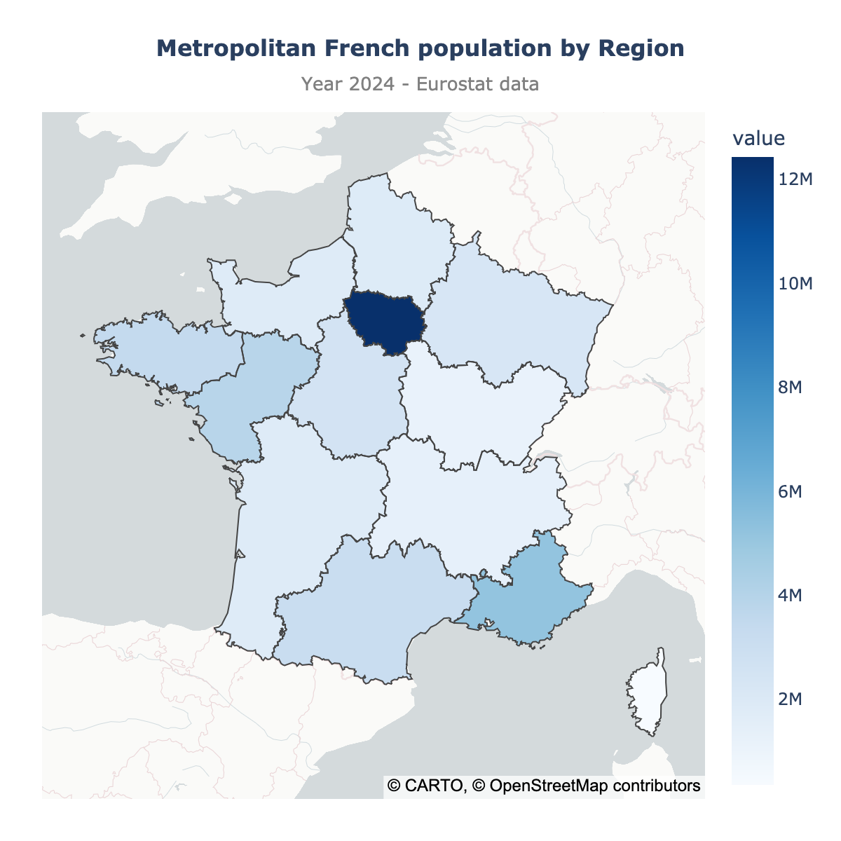 Choropleth map of France