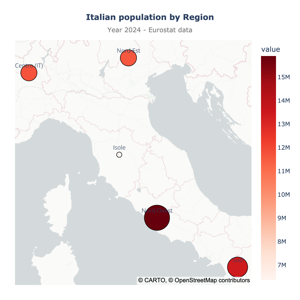 Scatter map of Italy