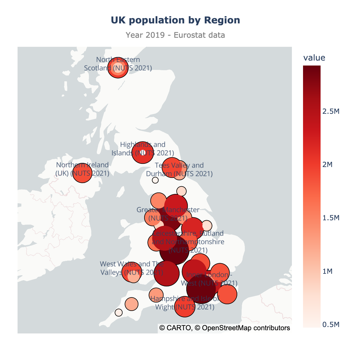 Scatter map of United Kingdom